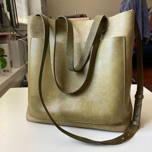 Madewell Medium Transport Leather Tote Green